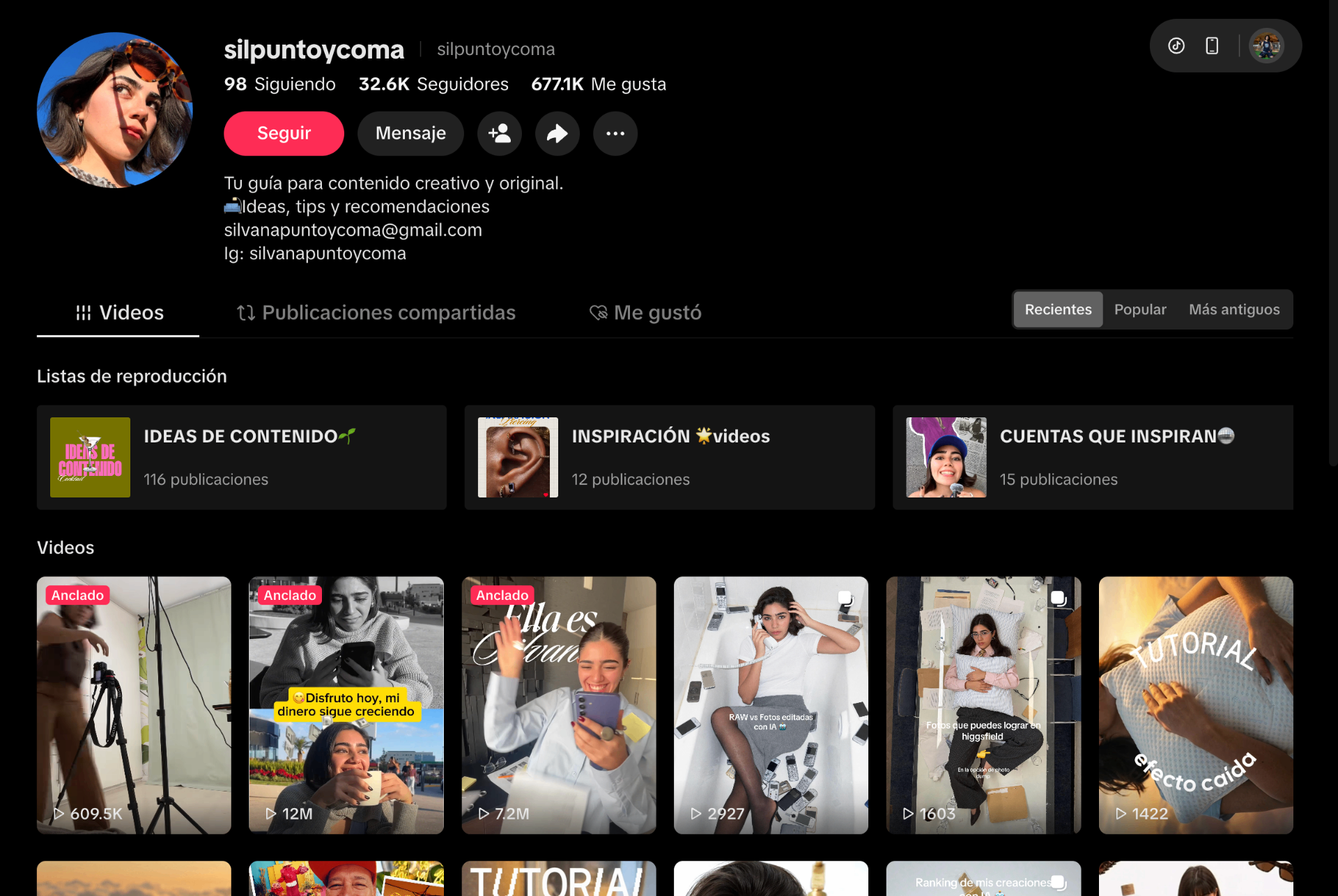 Silvana TikTok profile
